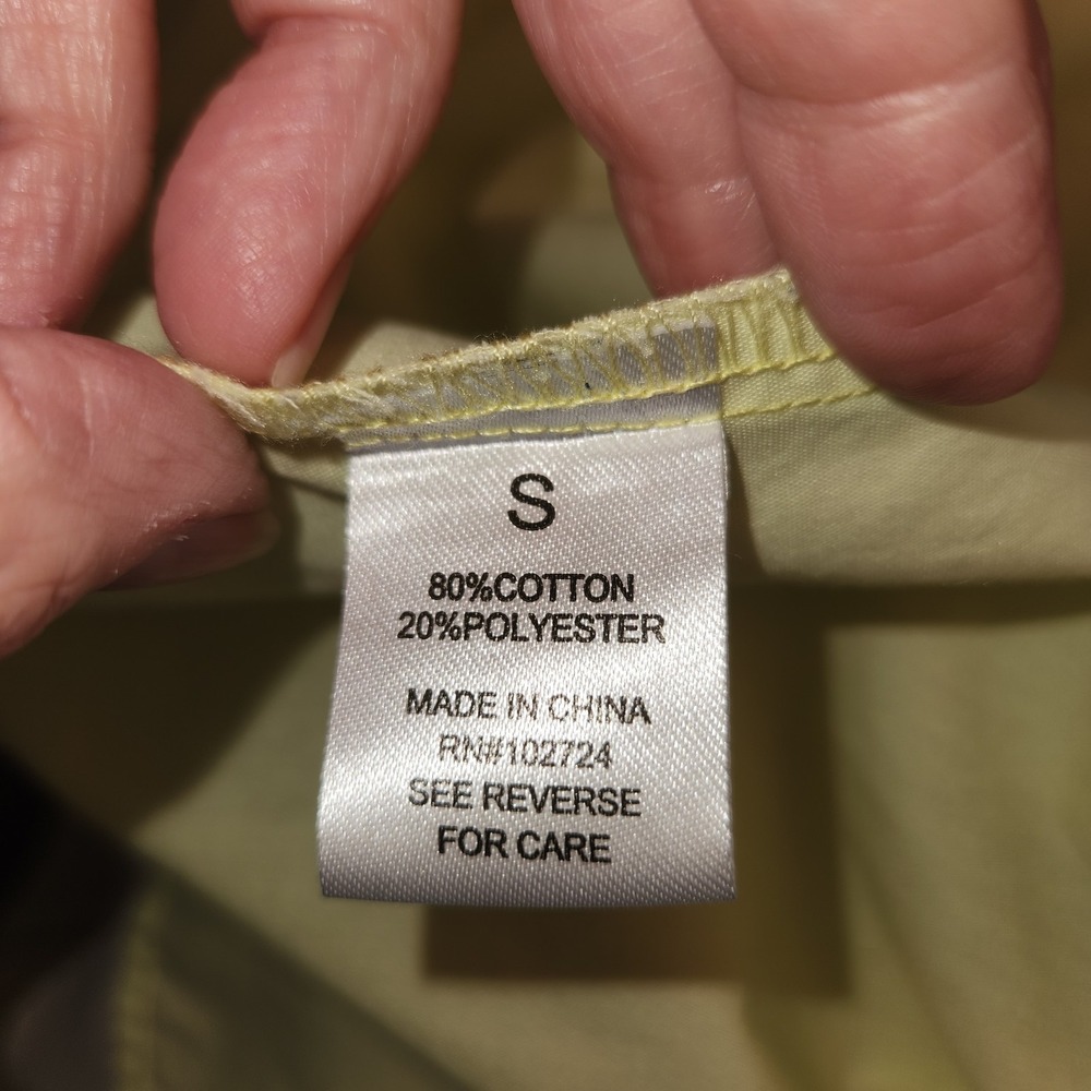 Hester & Orchard Womens Button Up  Smocked Shirt Chartreuse Sz Small Cottagecore - Picture 5 of 8